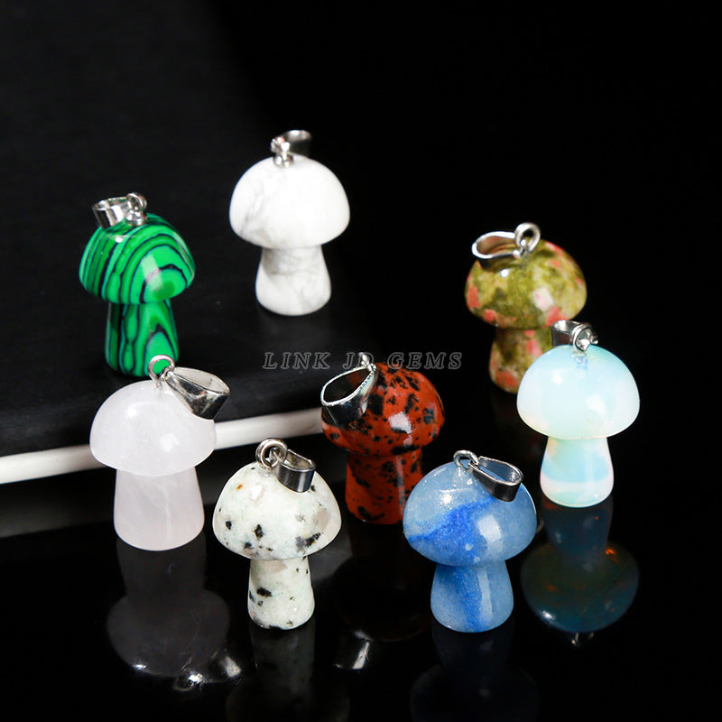 Natural stone mini mushroom pendant.