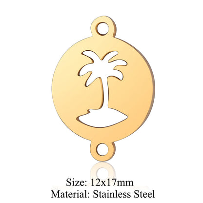 5 pcs/titanium-covered steel small pendant with unlimited symbol coconut tree.