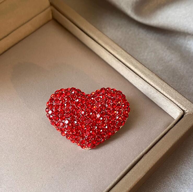 Full Diamond Red Love Brooch