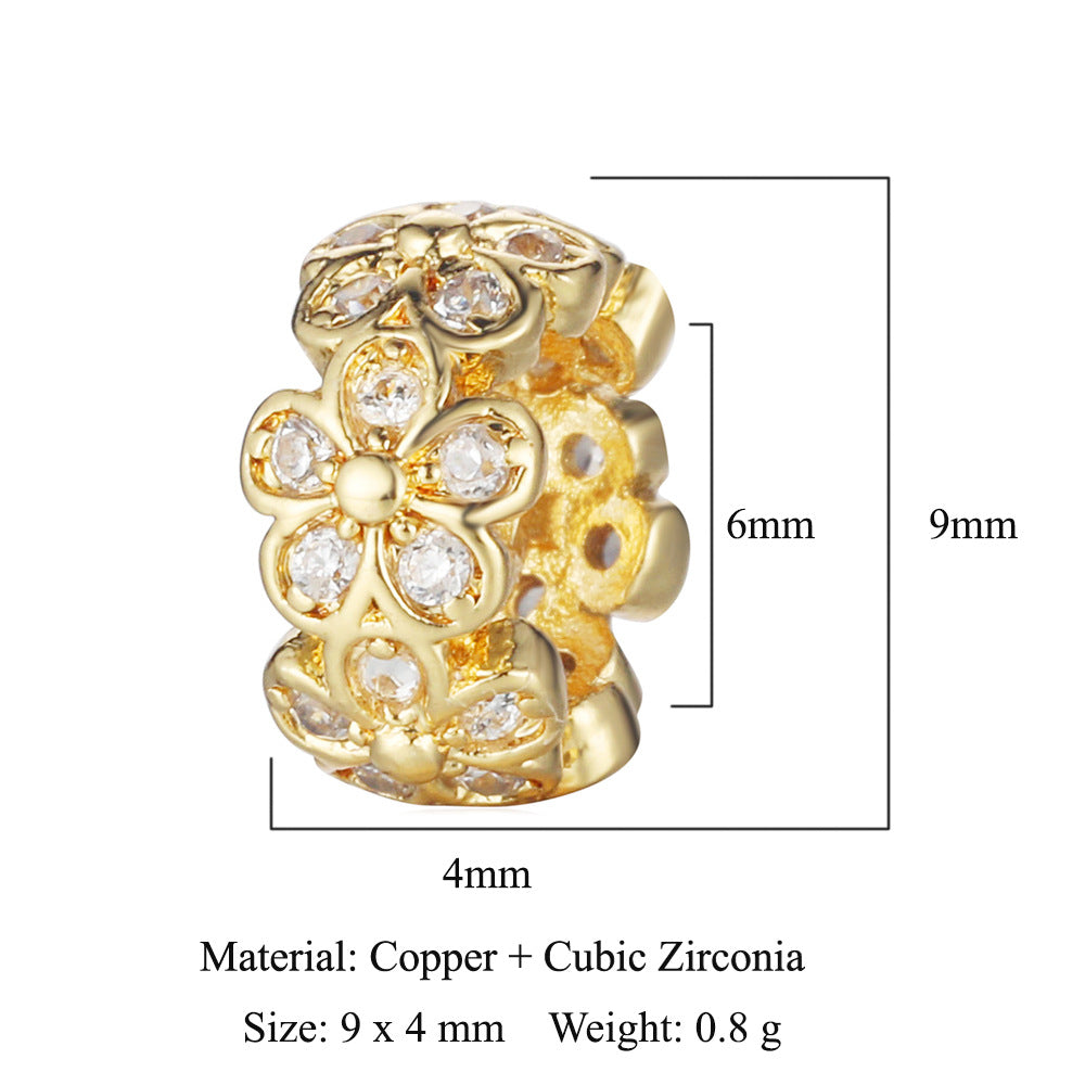 Flower Heart Copper Micro-Inlaid Zirconia Beads