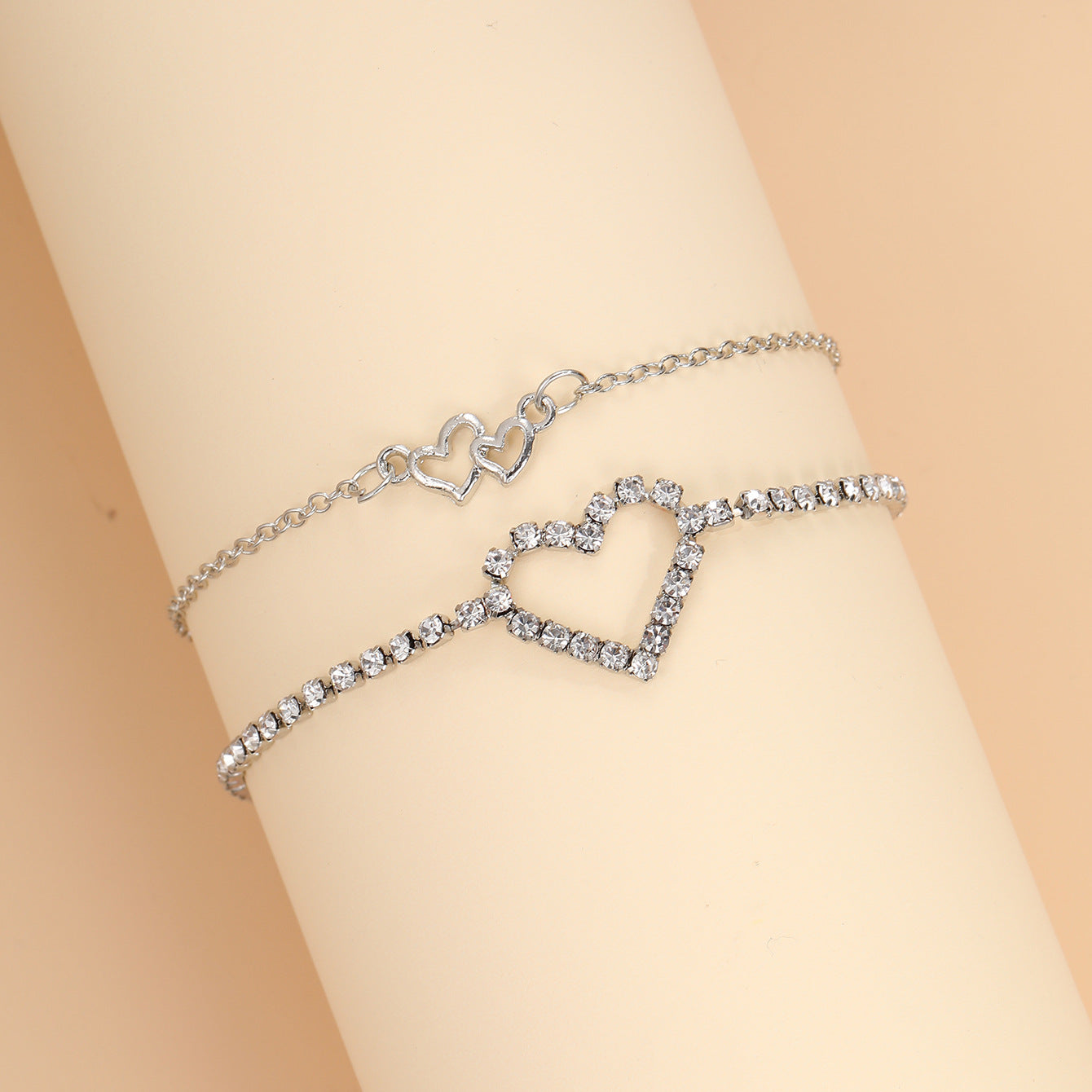 Double layer double heart anklet wholesale