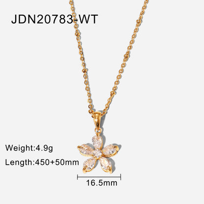 16mm White Zircon Flower Pendant Necklace