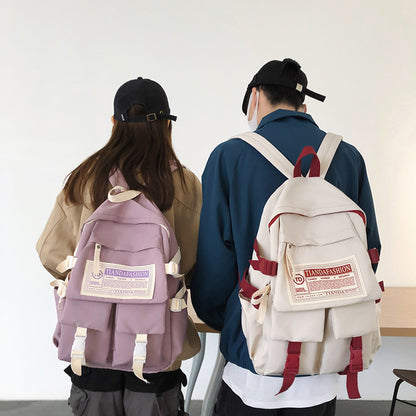 Student schoolbag couple backpack