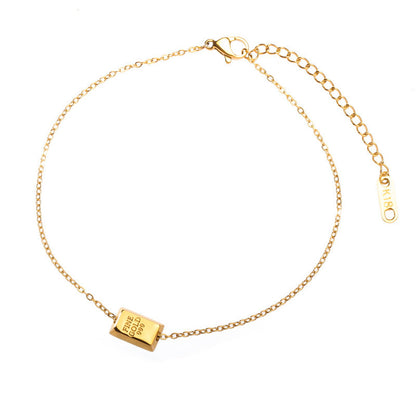 Gold brick plated 18K gold anklet