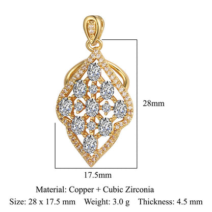 Copper zircon pendant, water droplets, square heart-shaped leaves.