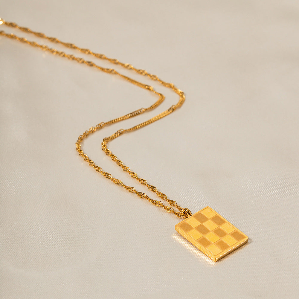 Vintage Square Checkerboard Necklace