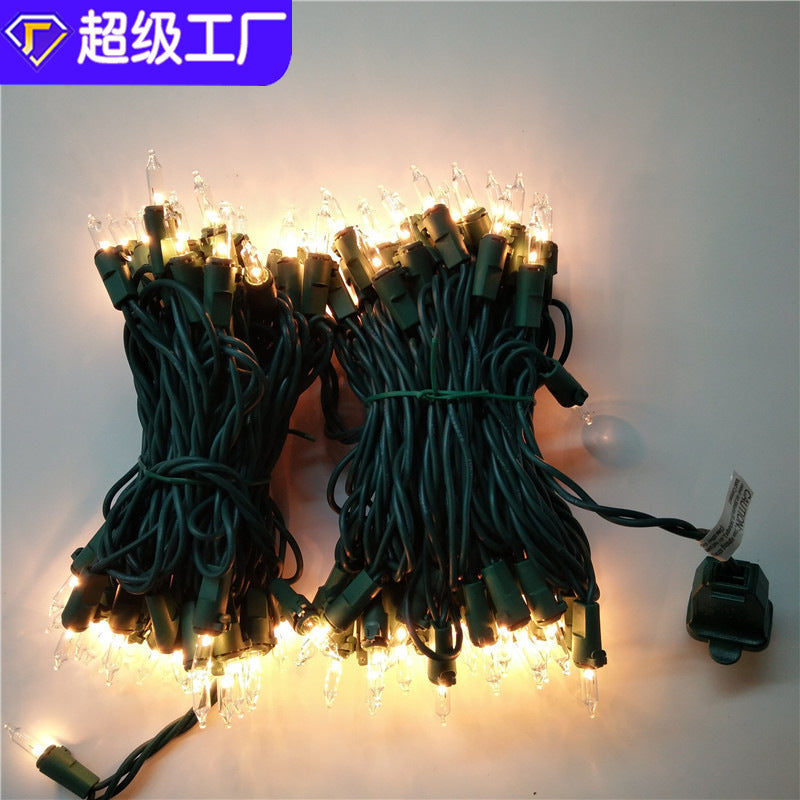 US standard 110V colored light tungsten bulb string 100 lights