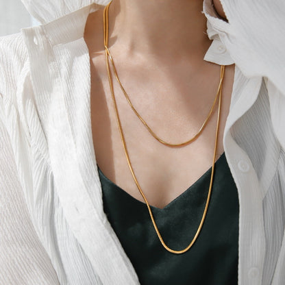 Super long stacked wear plated 18K necklace