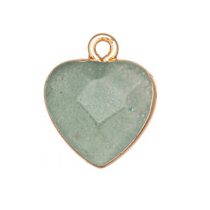 Natural Stone Crystal Faceted Heart Pendant Necklace