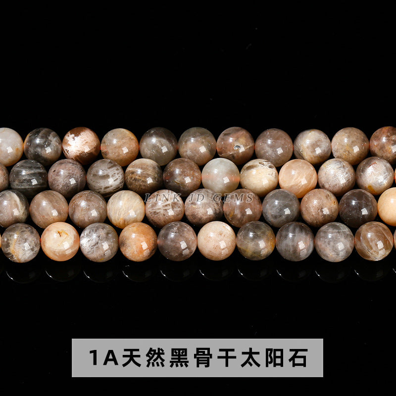 5A natural black backbone sunstone round beads