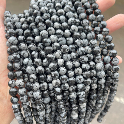 Natural snowflake black flare round beads loose beads