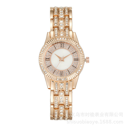 Rhinestone Shell Dial Women's Quartz Watch