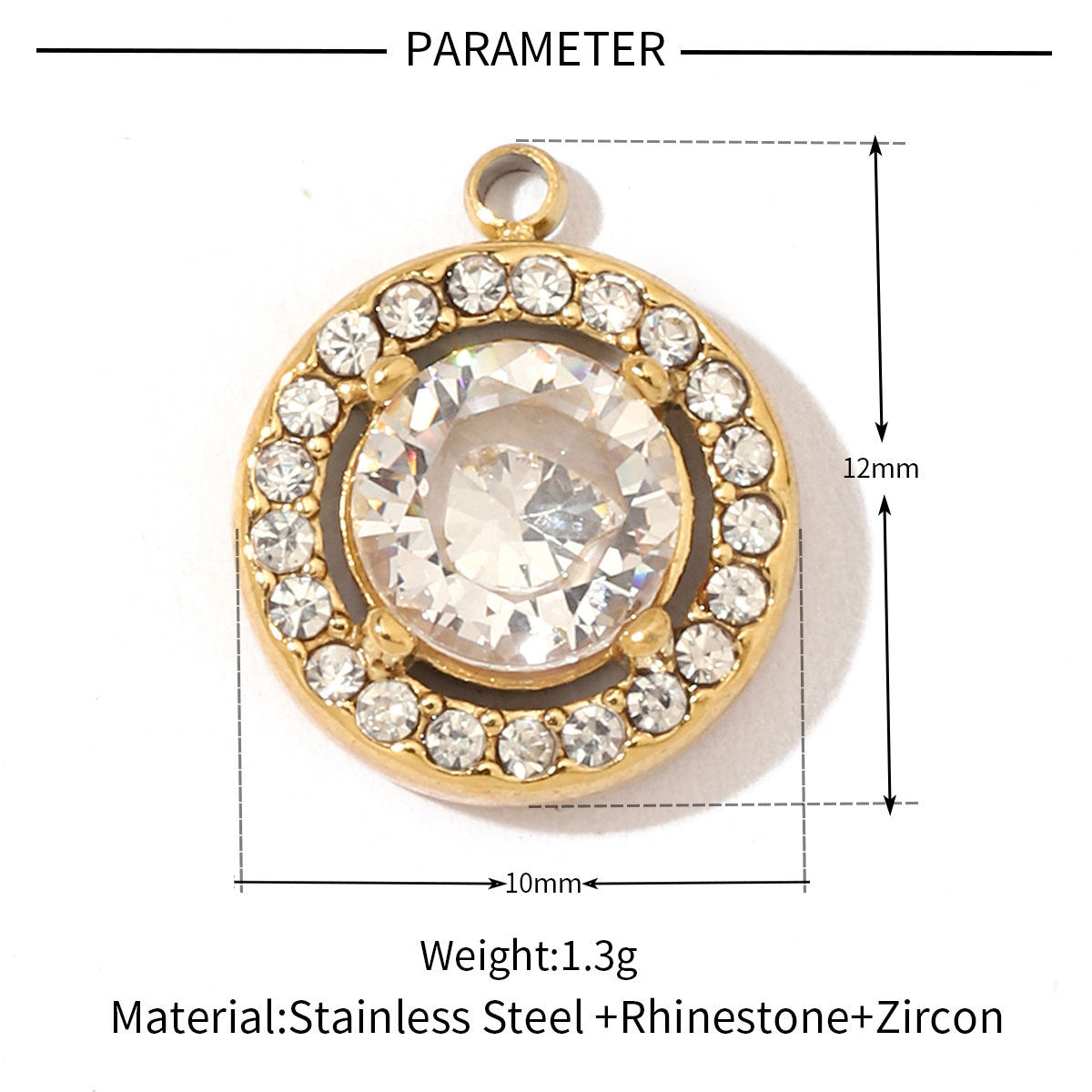 Geometric Round Oval Titanium Steel Zircon Pendant