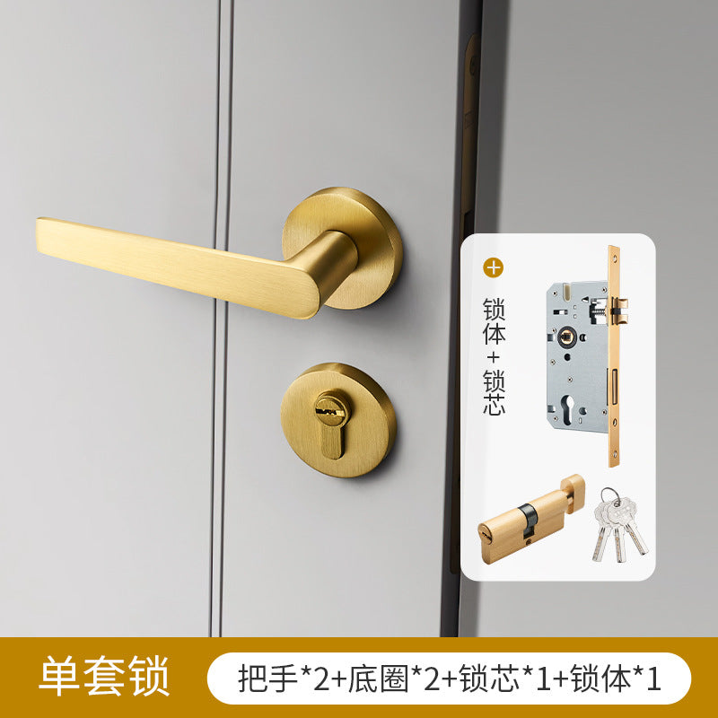 Door handle gold brass door lock