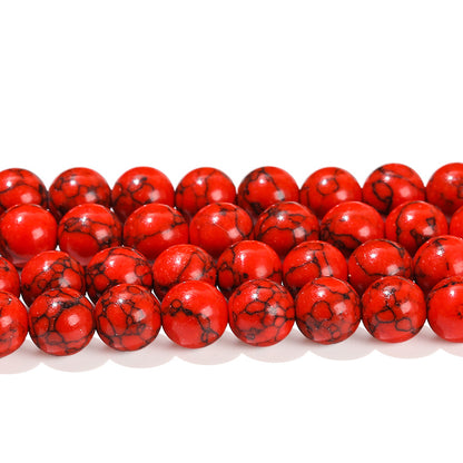 Synthetic red turquoise round beads Black line turquoise loose beads