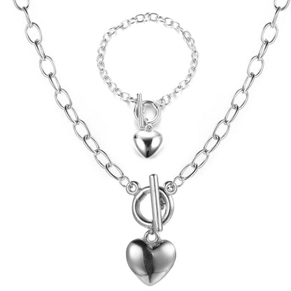 Heart OT buckle personality hip-hop bracelet necklace