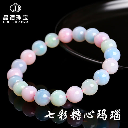 Colorful sugar heart agate bracelet