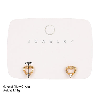 Temperament women's diamond heart earrings