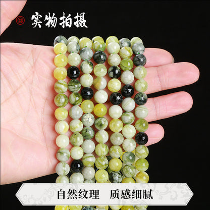 Natural stone round beads green milk cover jade loose beads