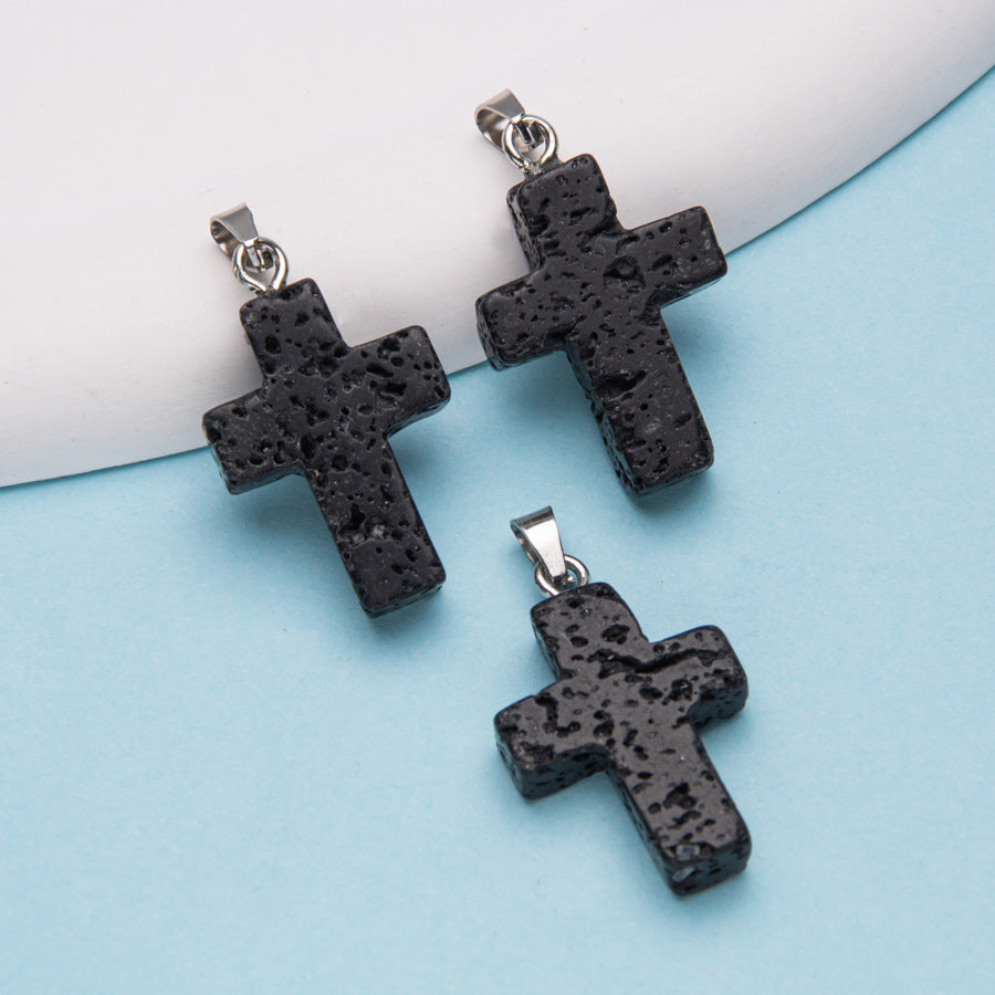 Natural Stone Cross Crystal Agate Pendant