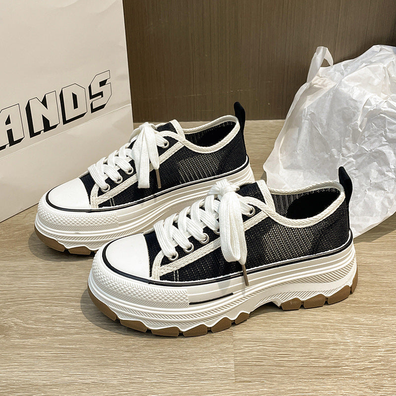 Thick-soled white shoes, breathable casual sports shoes