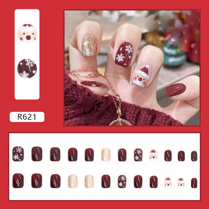 Autumn Winter Red Christmas Nails