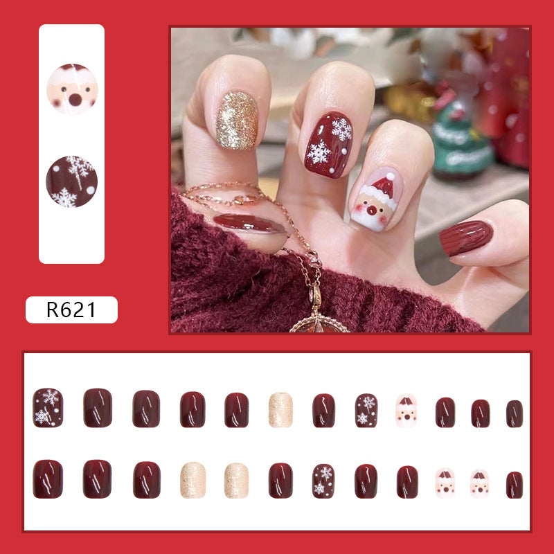 Autumn Winter Red Christmas Nails