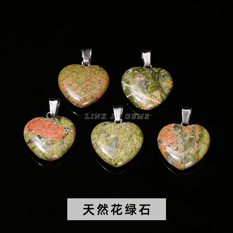 2Cm natural agate love heart pendant.