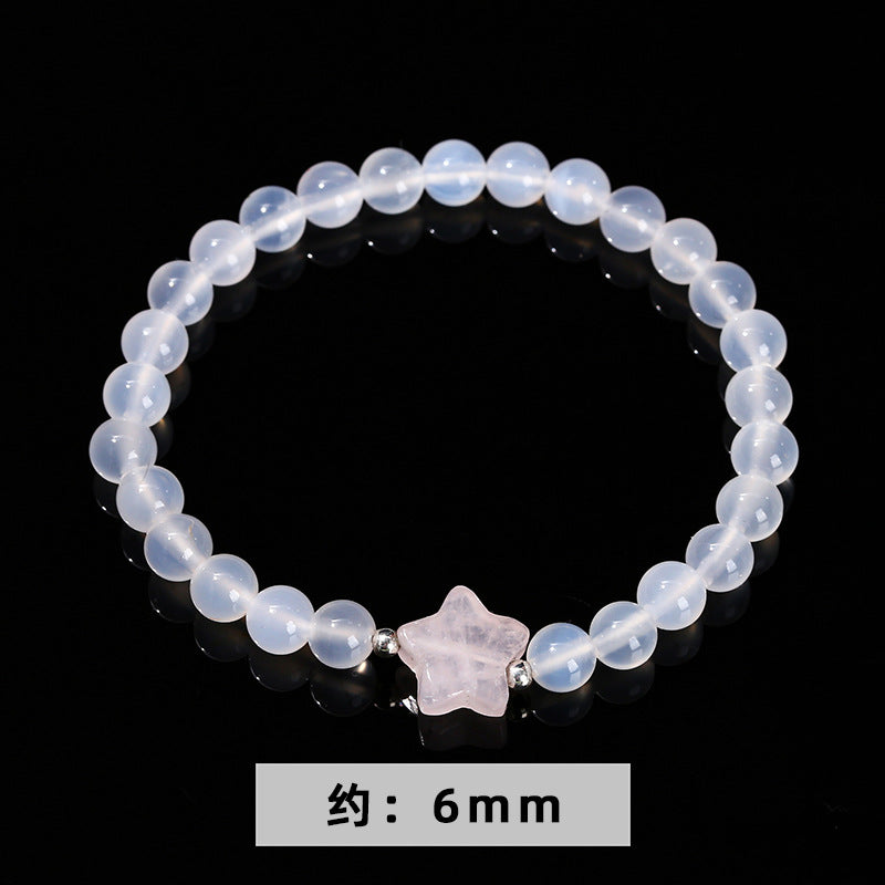 7A Natural White Agate Powder Crystal Pentagram Bracelet