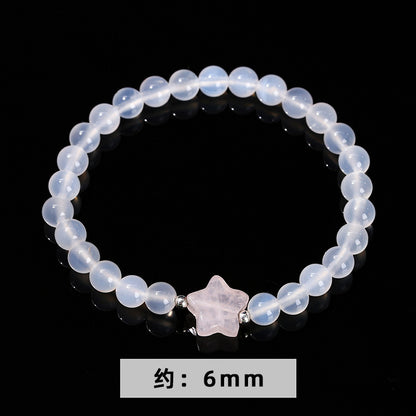 7A Natural White Agate Powder Crystal Pentagram Bracelet