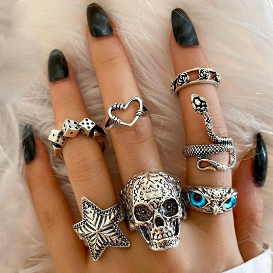 Skull Starfish Joint Ring Owl 7-piece Set