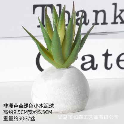 Simulation small cement ball succulent bonsai green plant potted