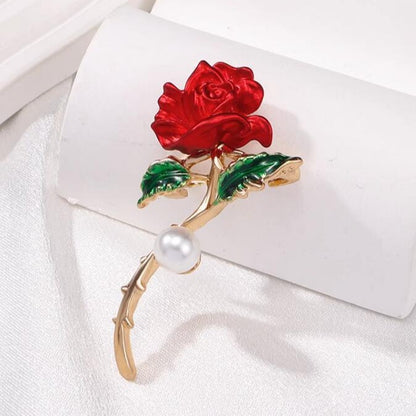 fashion Red rose brooch