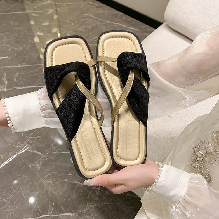 Fashion Square Head Flat Bottom Slippers