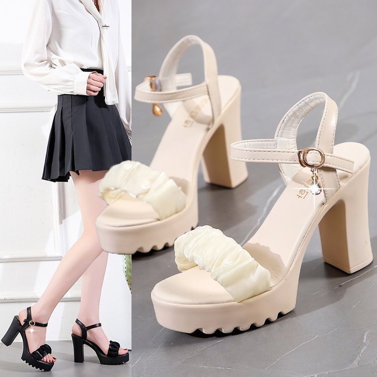 Thick heel fish mouth waterproof platform platform platform women's shoes