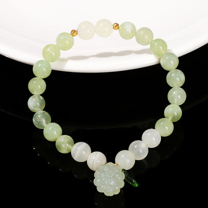 Natural green calcite green milk cover round bead bracelet