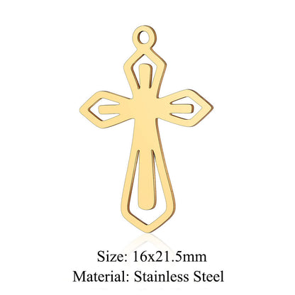 5 pcs/titanium steel hollow cross pendant.