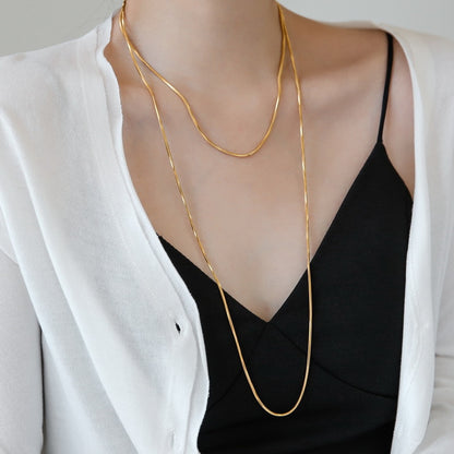 Super long stacked wear plated 18K necklace