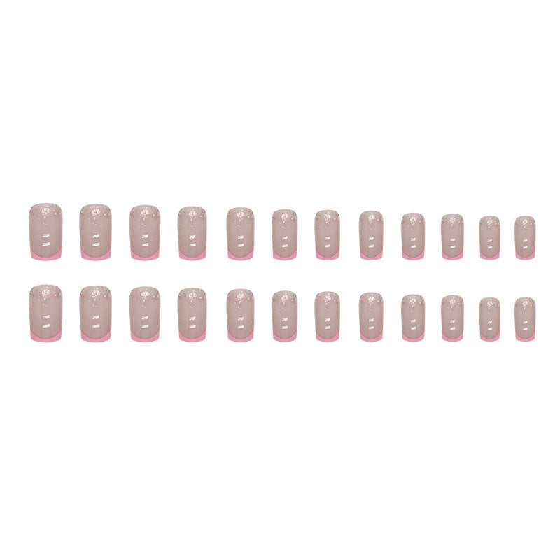 Peach Pink French Medium-Length Square Fake Nails