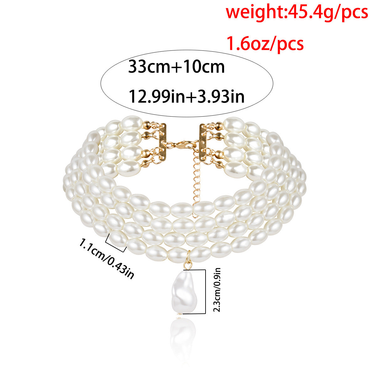 Multi-layer special-shaped pearl rice bead necklace