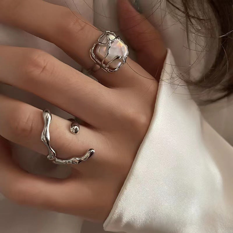 Irregular Pearl Ring 2-Piece Set