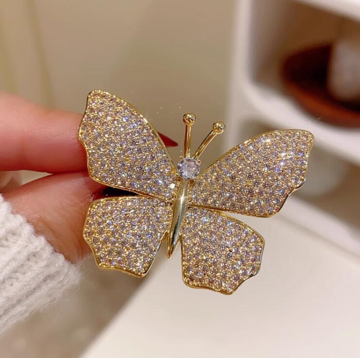 Delicate Butterfly Brooch Full of Diamonds