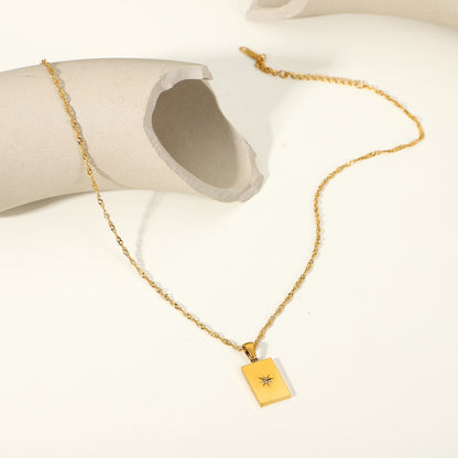 18K Rectangular Sun Pendant Necklace