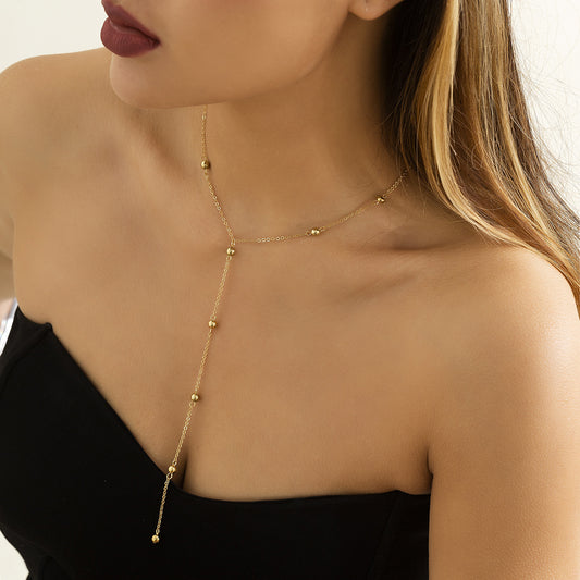 Long fringed chain geometric necklace