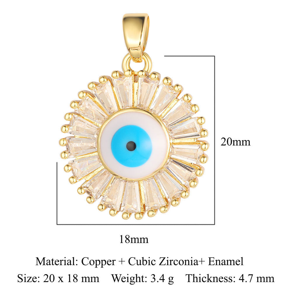 Copper zircon pendant evil eye blue eyes