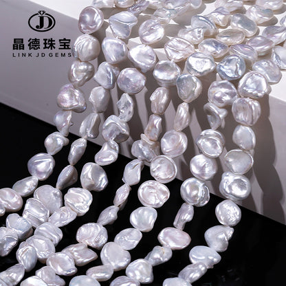 10Mm White Baroque Button Pearl Loose Beads