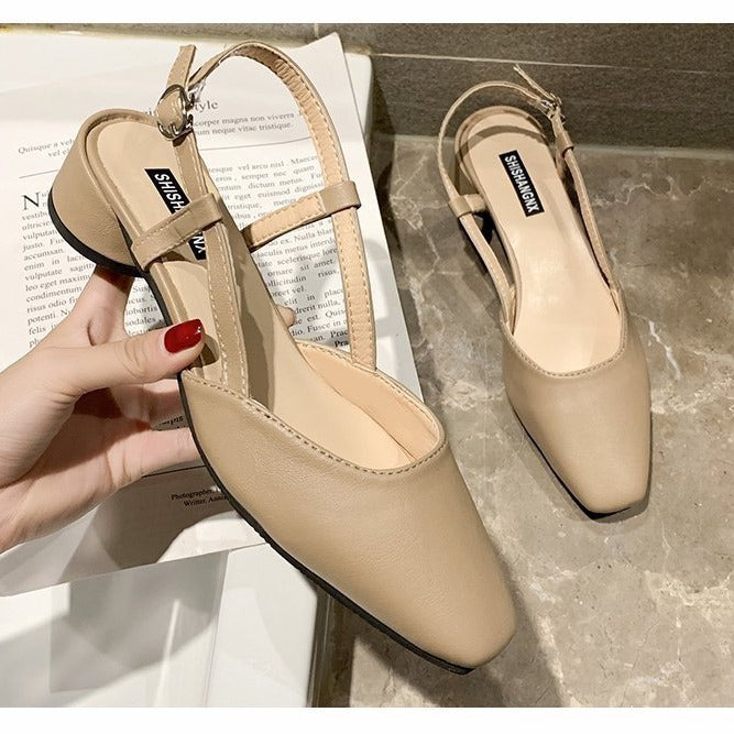 One-word buckle bag head simple women's shoes