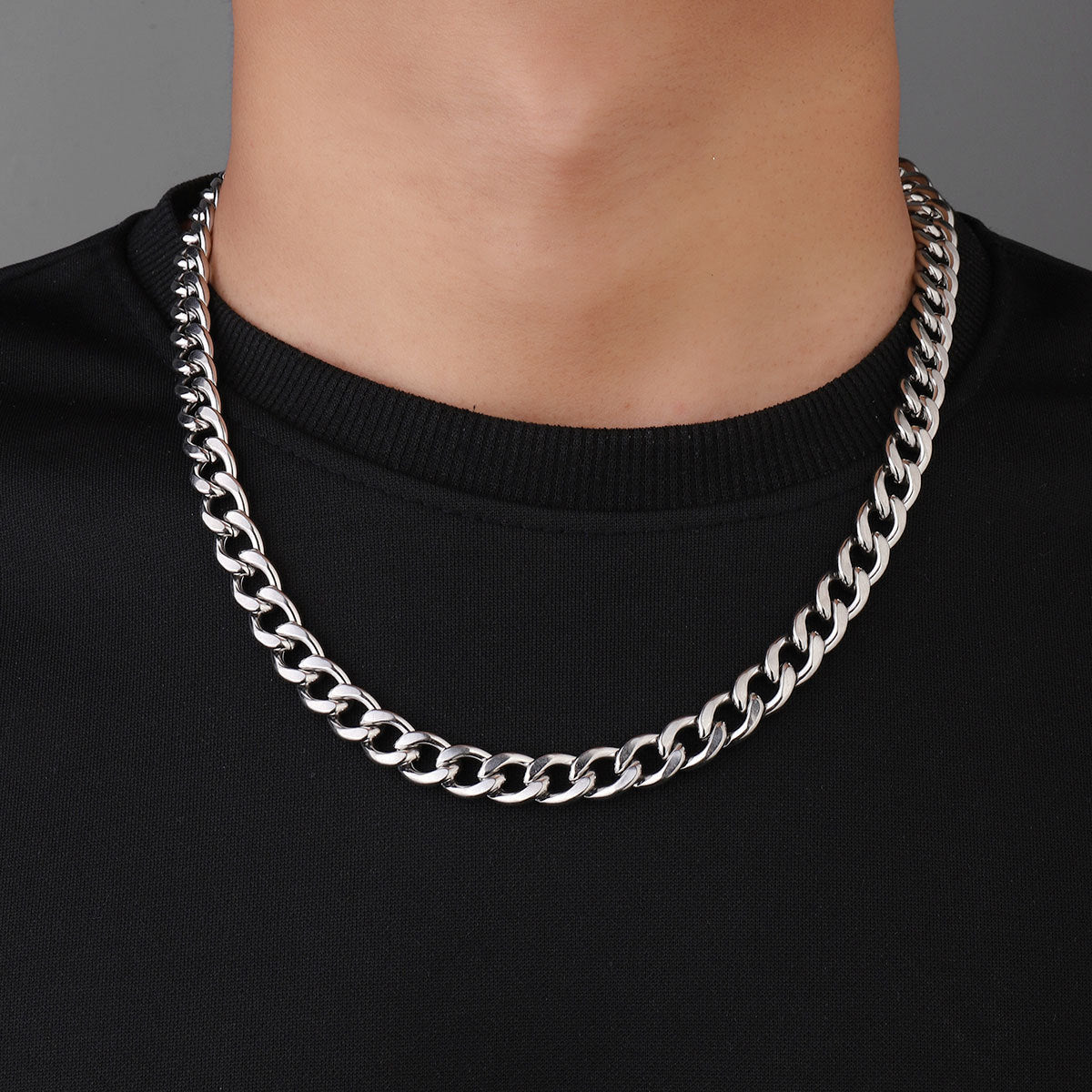 9Mm Titanium Steel NK Chain Necklace Rough Hip Hop Cuban Chain