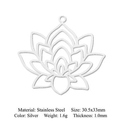 5 pcs/pack Lotus titanium steel pendant yoga pendant