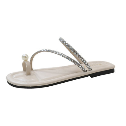 Pearl flat toe slippers